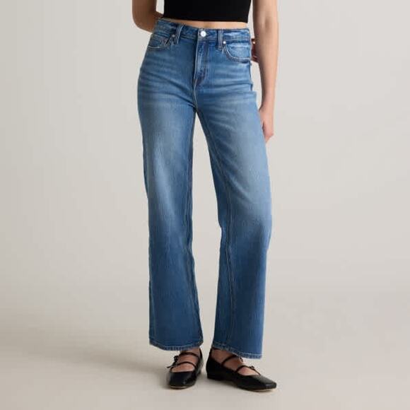 Quince Bella Jeans Womens 27 High Rise Relaxed Straight Stretch Denim Atlantic - Picture 12 of 12